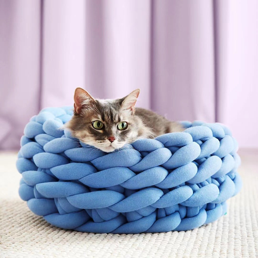 Plush Round Cat House Cushion: Soft, Warm, and Fluffy Pet Bed