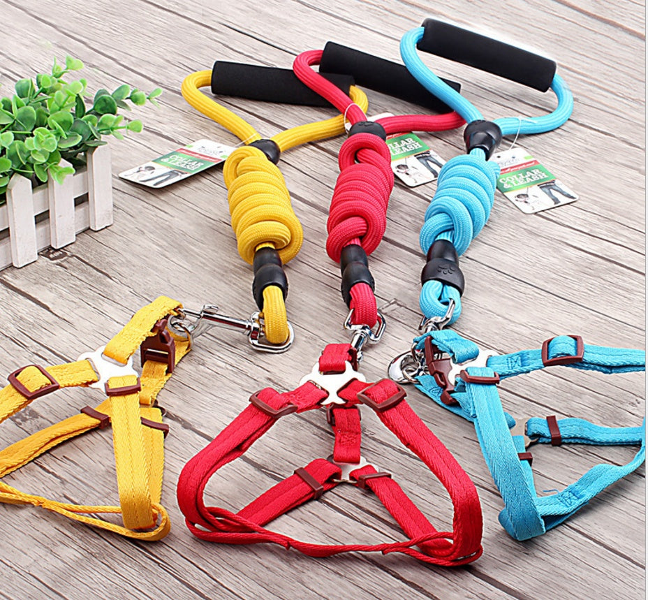 Durable Dog Leash, Adjustable Dog Collar, and Pet Harness Rope Set