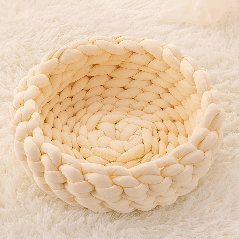 Plush Round Cat House Cushion: Soft, Warm, and Fluffy Pet Bed