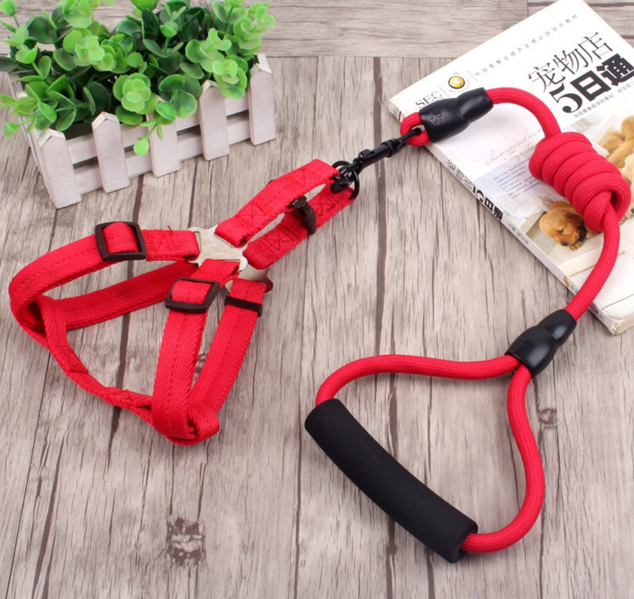 Durable Dog Leash, Adjustable Dog Collar, and Pet Harness Rope Set