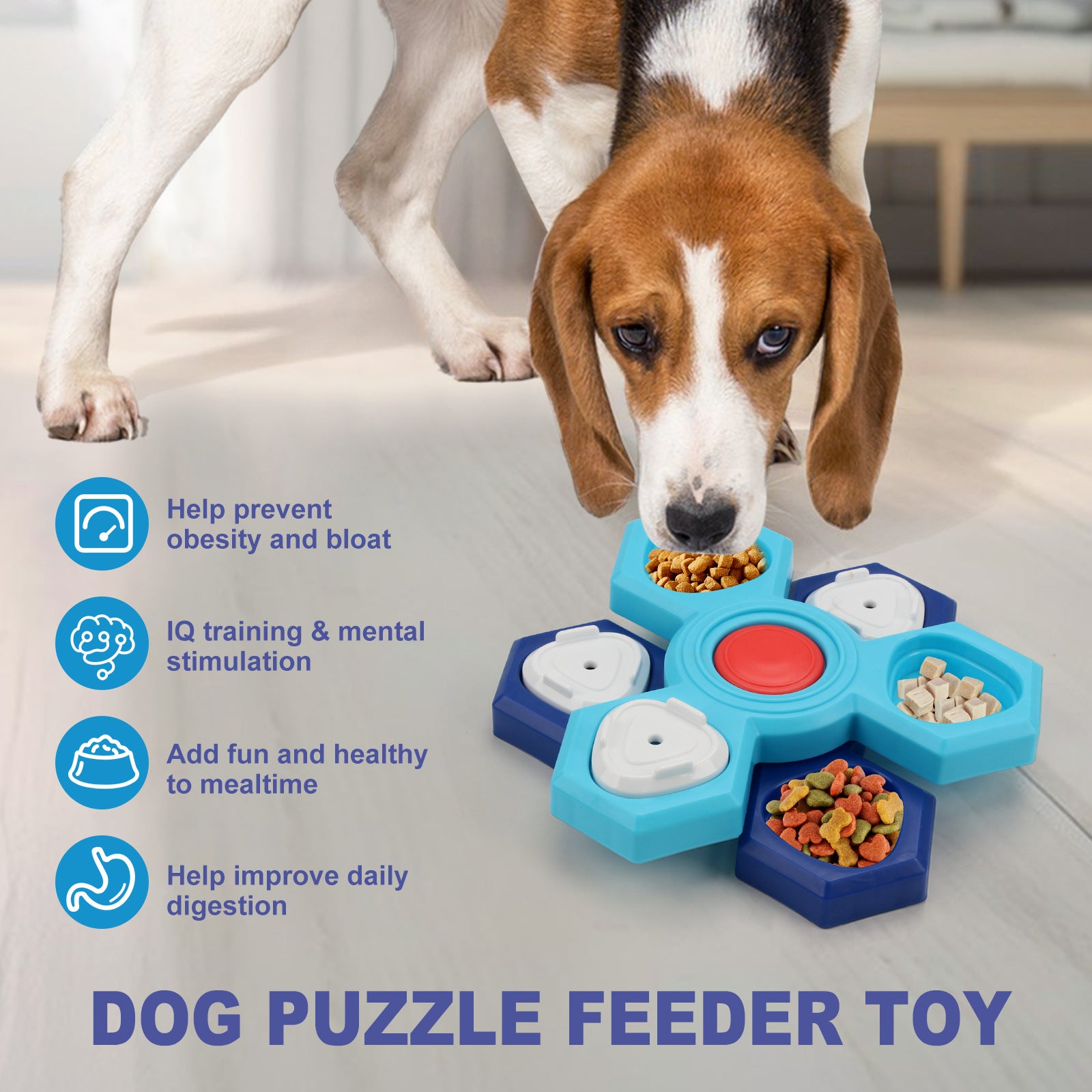 4-Layer Interactive Slow Feeder Dog Bowl: Non-Slip Puzzle Game for Slow Eating